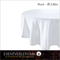 Tischtuch - weiß - 2,60m dm - inkl. Endreinigung